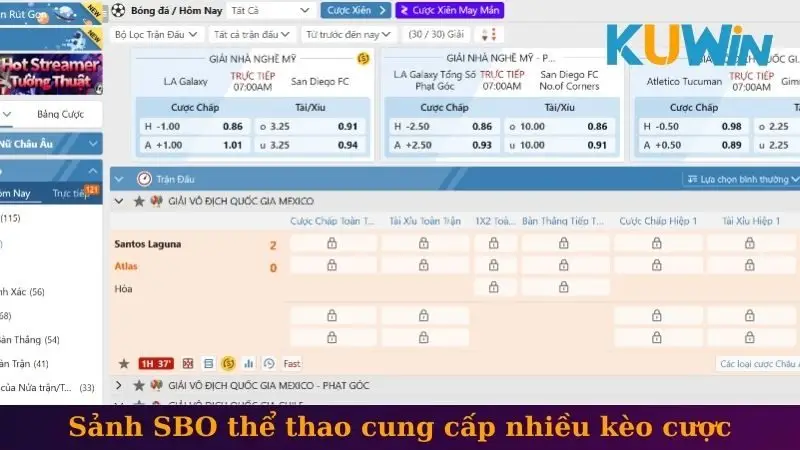 Thể thao 2 Sảnh SBO thể thao cung cấp nhiều kèo cược