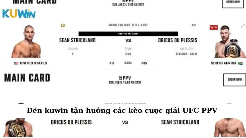 Sự Kiện Cá Cược UFC PPV: Cơ Hội Thắng Lớn Cho 1 Số Dân Chơi 4 Đến kuwin tận hưởng các kèo cược giải UFC PPV